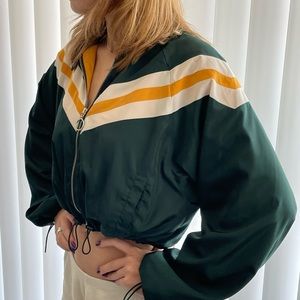 Green/gold varsity bomber by F21